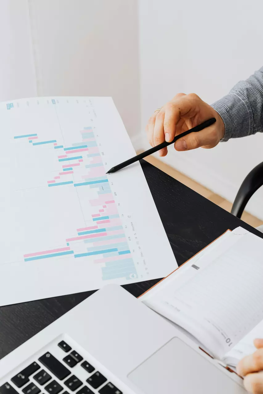 Grafico verticale rappresentante elaborazioni di dati aziendali